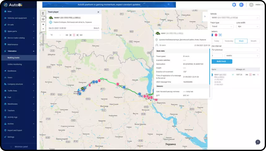 Fleet Tracking Map and Track Playback